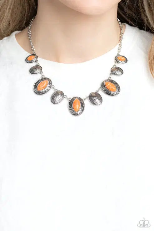 Textured Trailblazer Orange Necklace - Paparazzi Accessories- lightbox - CarasShop.com - Paparazzi Jewelry by Cara Jewels