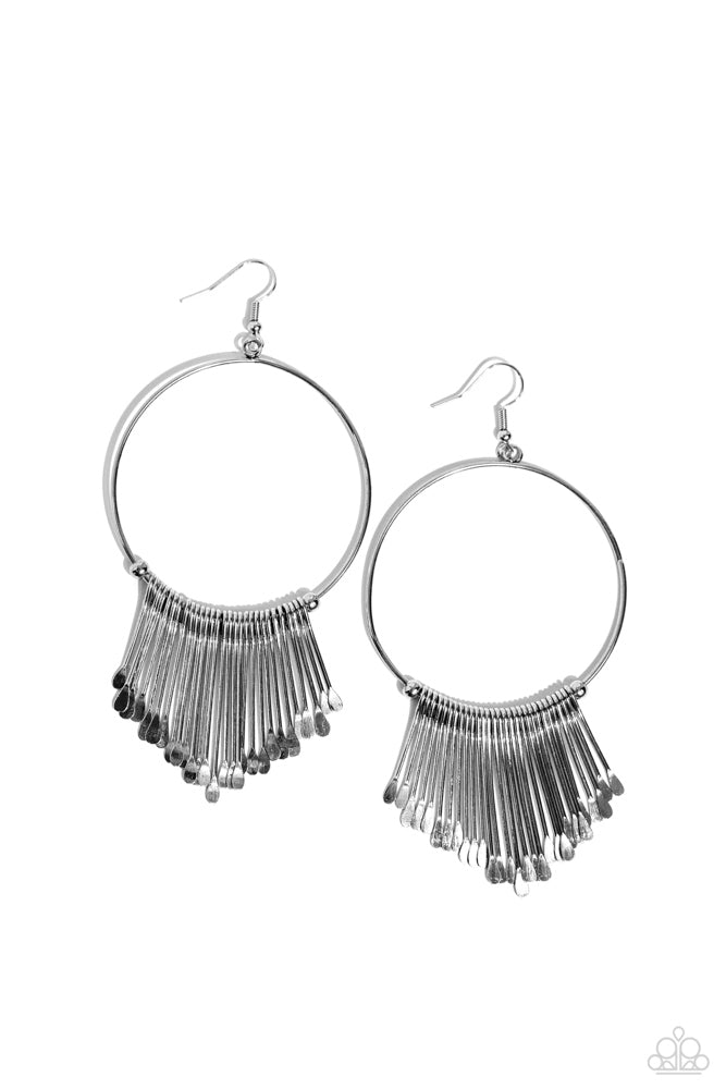 The Little Dipper Silver Earrings - Paparazzi Accessories- lightbox - CarasShop.com - Paparazzi Jewelry by Cara Jewels