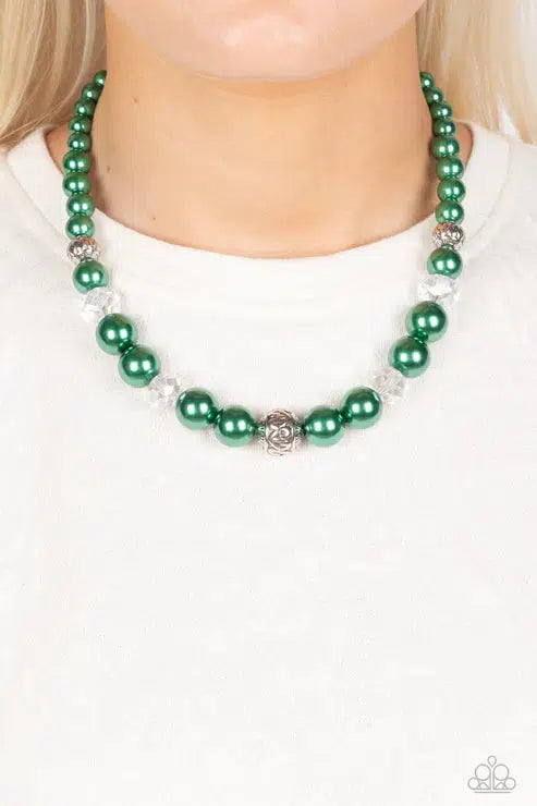 The NOBLE Prize Green Necklace - Paparazzi Accessories- on model - CarasShop.com - Paparazzi Jewelry by Cara Jewels