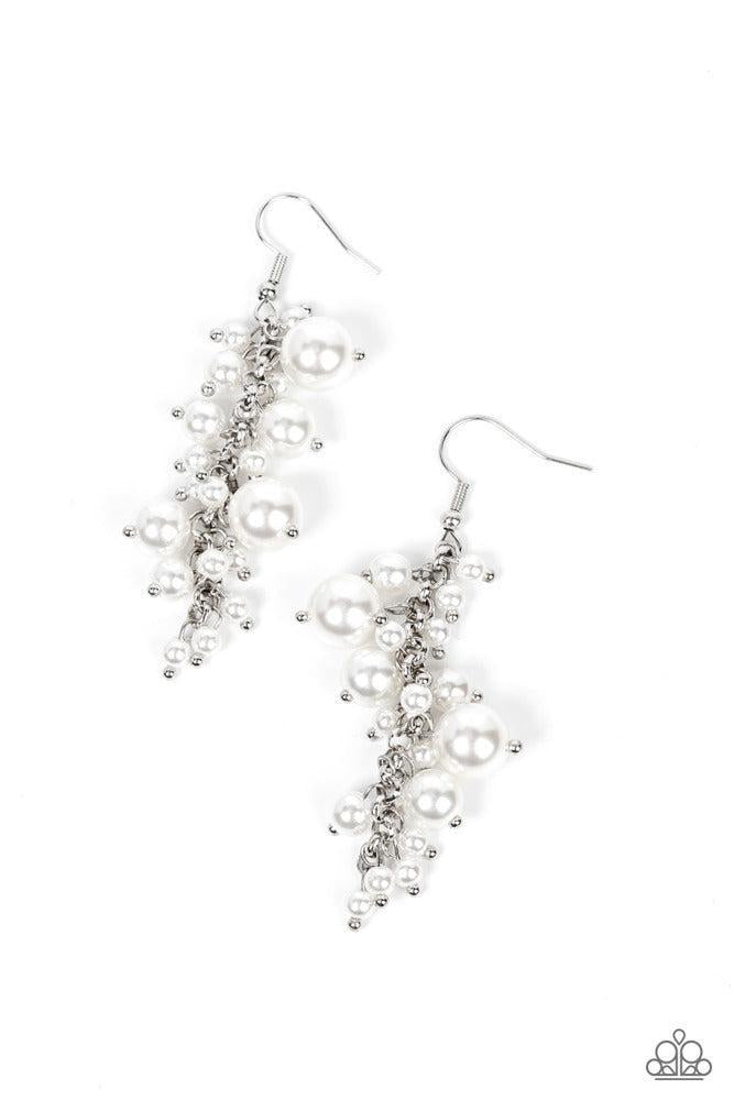 The Rumors Are True White Earrings - Paparazzi Accessories- lightbox - CarasShop.com - Paparazzi Jewelry by Cara Jewels