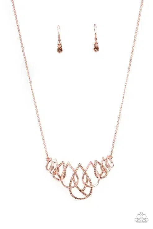 Thunderstruck Teardrops Copper Necklace - Paparazzi Accessories- lightbox - CarasShop.com - Paparazzi Jewelry by Cara Jewels