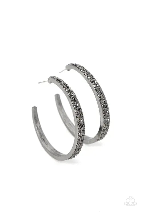 Tick, Tick, Boom! Black Earrings - Paparazzi Accessories- lightbox - CarasShop.com - Paparazzi Jewelry by Cara Jewels