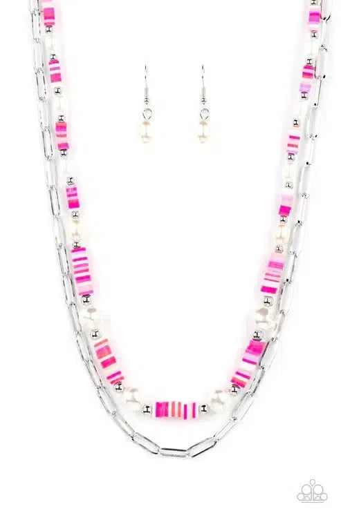 Tidal Trendsetter Pink Necklace - Paparazzi Accessories- lightbox - CarasShop.com - Paparazzi Jewelry by Cara Jewels