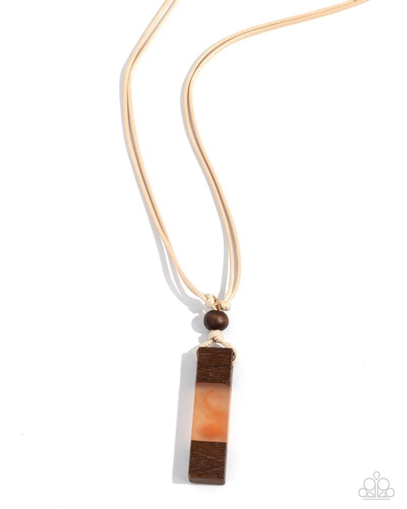 Timber Totem Men's Orange Necklace - Paparazzi Accessories- lightbox - CarasShop.com - Paparazzi Jewelry by Cara Jewels