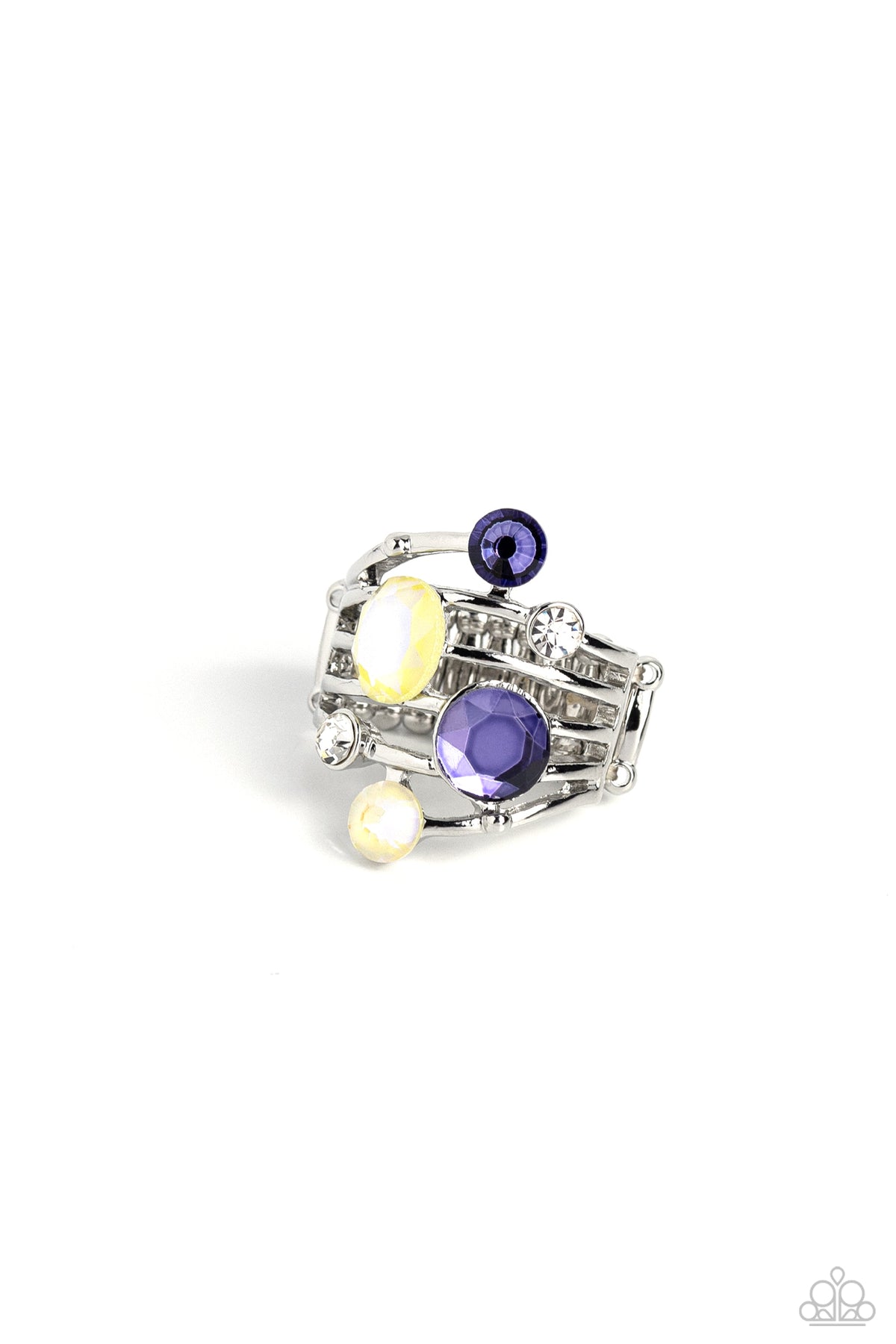 Timeless Trickle Purple Rhinestone Ring - Paparazzi Accessories- lightbox - CarasShop.com - Paparazzi Jewelry by Cara Jewels