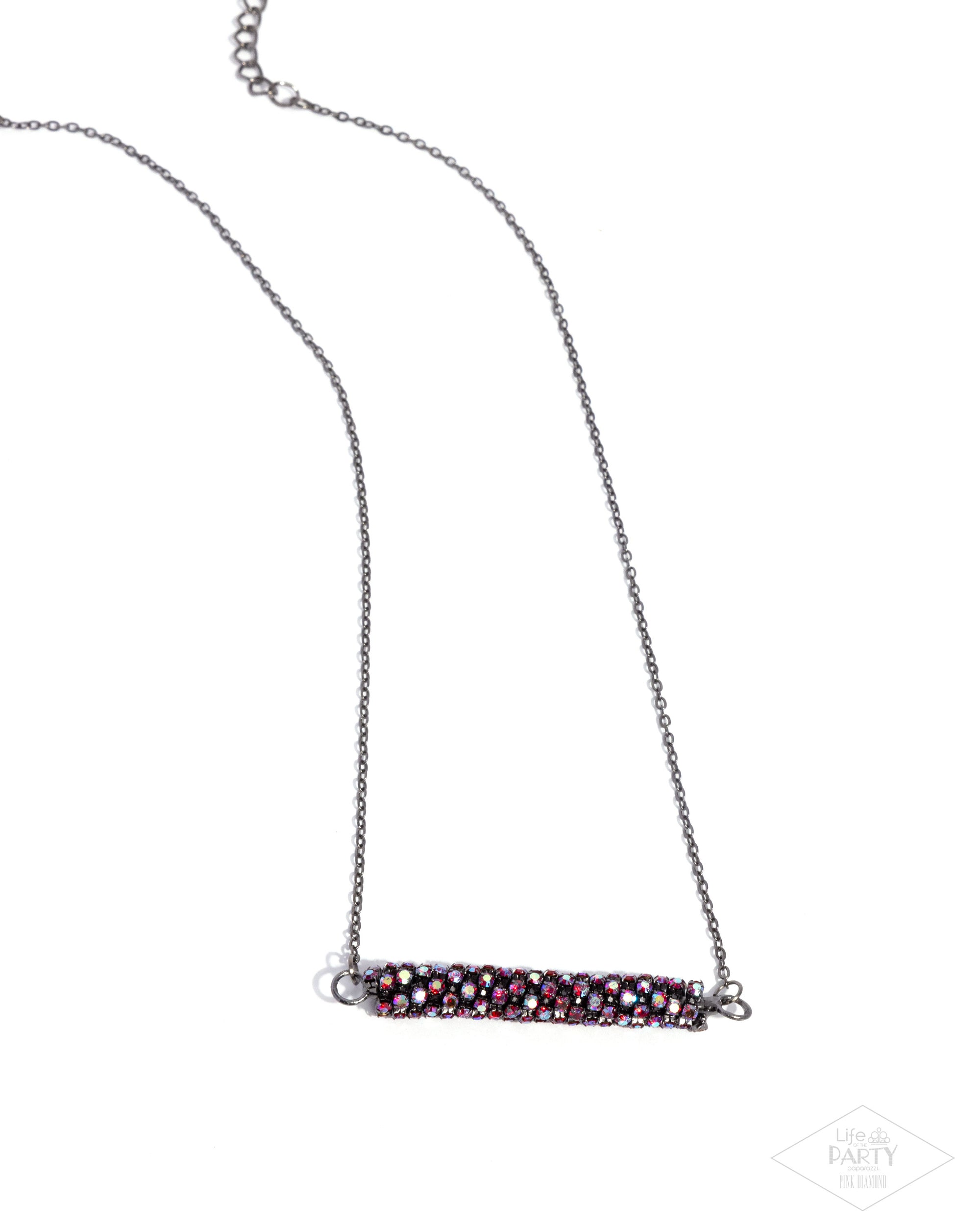 Timelessly Twinkling Red Rhinestone Necklace - Paparazzi Accessories- lightbox - CarasShop.com - Paparazzi Jewelry by Cara Jewels