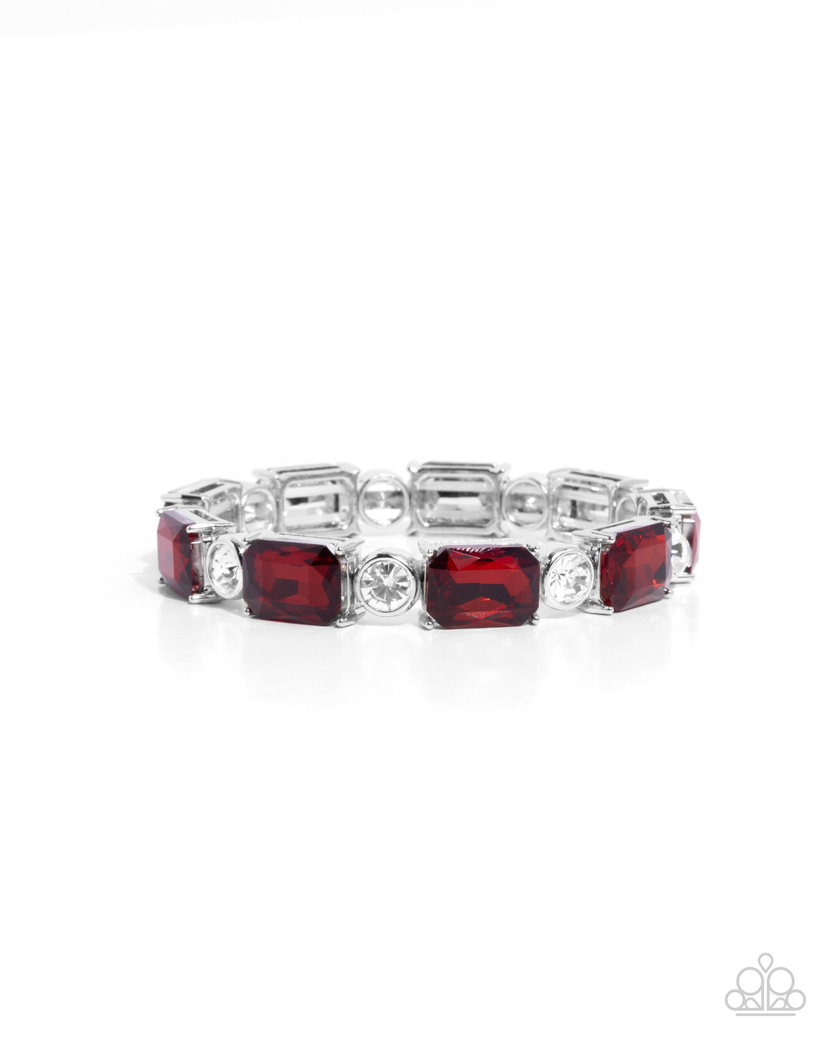 Tonight Only! Red & White Rhinestone Bracelet - Paparazzi Accessories- lightbox - CarasShop.com - Paparazzi Jewelry by Cara Jewels