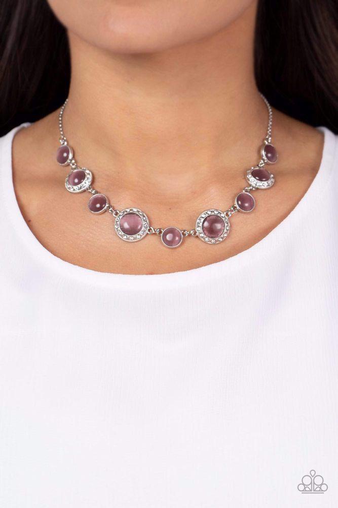 Too Good to BEAM True Purple Necklace - Paparazzi Accessories- on model - CarasShop.com - Paparazzi Jewelry by Cara Jewels