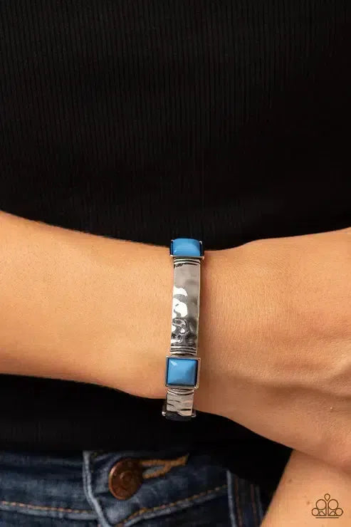 Totally Terraform Blue Bracelet - Paparazzi Accessories-on model - CarasShop.com - Paparazzi Jewelry by Cara Jewels