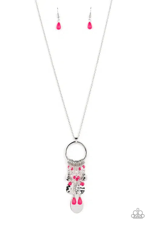 Totally Trolling Pink Necklace - Paparazzi Accessories- lightbox - CarasShop.com - Paparazzi Jewelry by Cara Jewels
