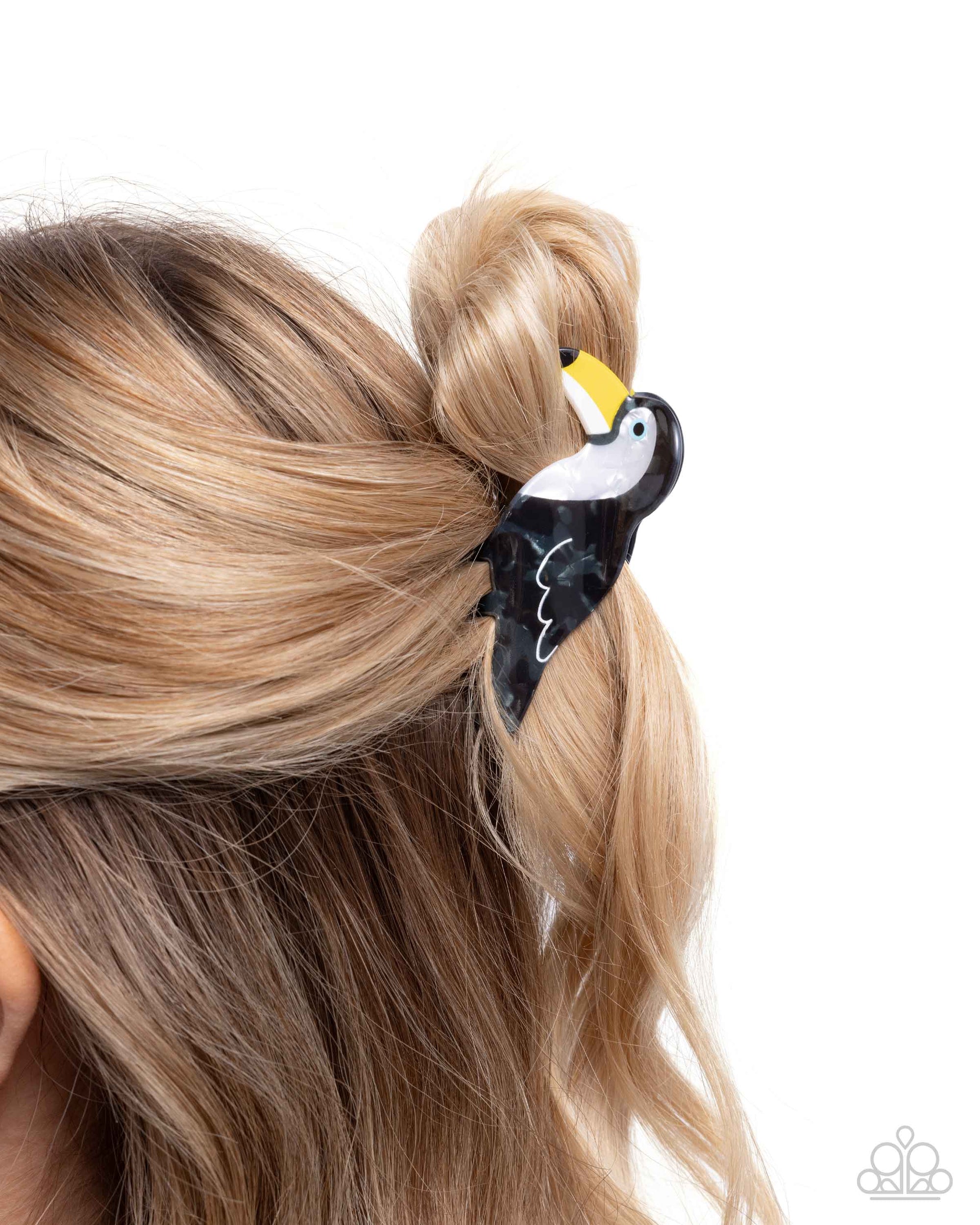Toucan Theme Black Hair Claw Clip - Paparazzi Accessories- lightbox - CarasShop.com - Paparazzi Jewelry by Cara Jewels