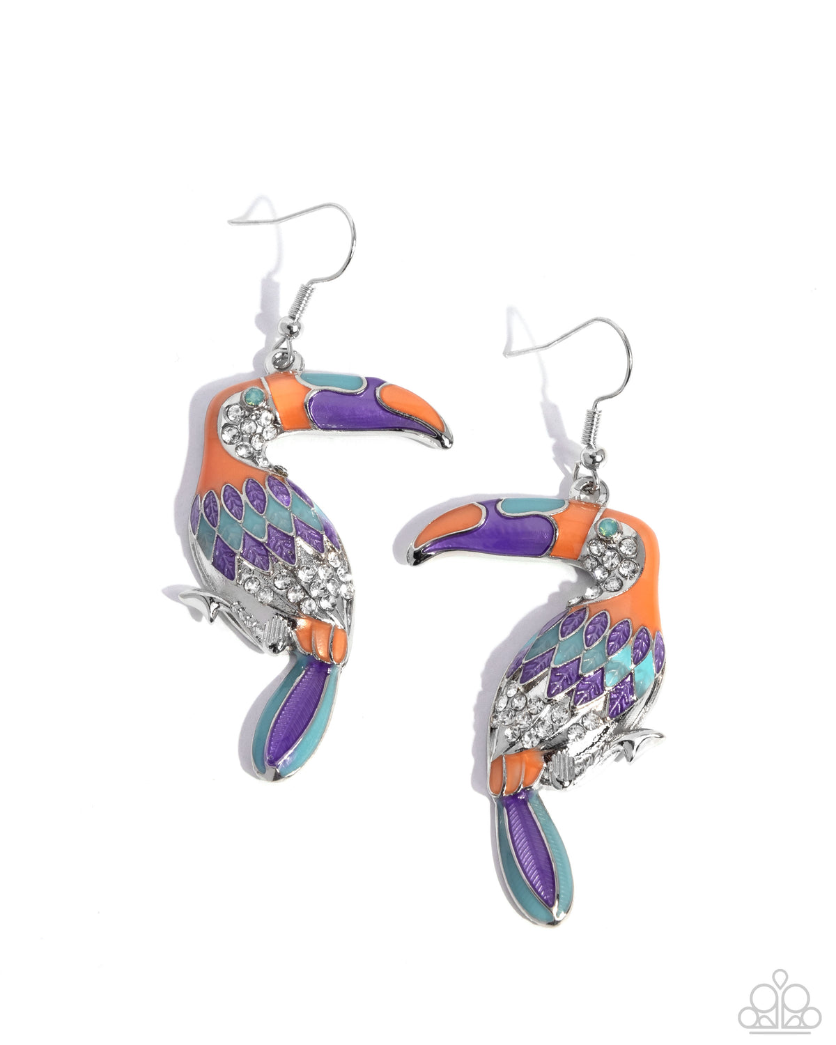 Toucan Tourist Orange & Purple Earrings - Paparazzi Accessories- lightbox - CarasShop.com - Paparazzi Jewelry by Cara Jewels