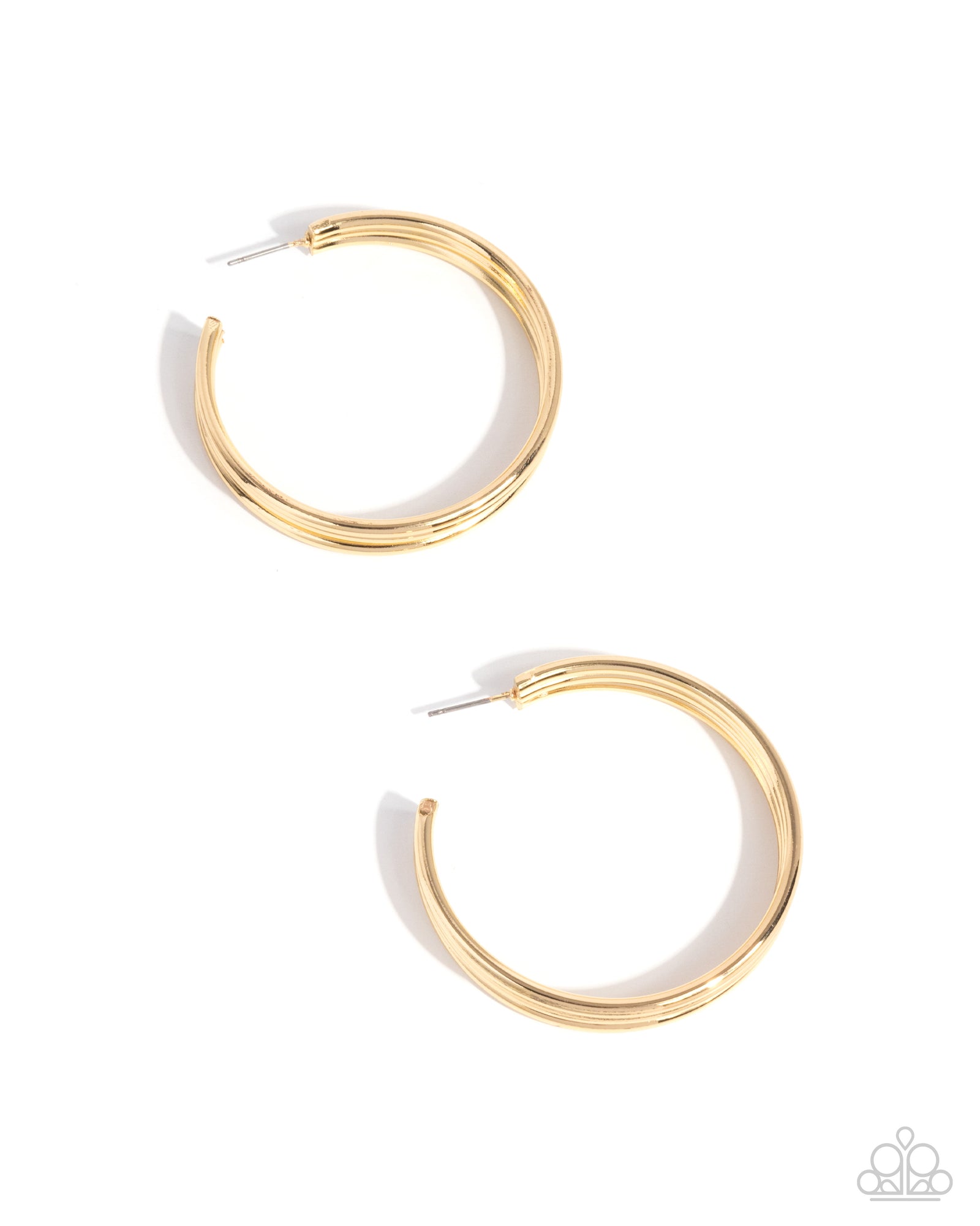 Traditional Trio Gold Hoop Earrings - Paparazzi Accessories- lightbox - CarasShop.com - Paparazzi Jewelry by Cara Jewels