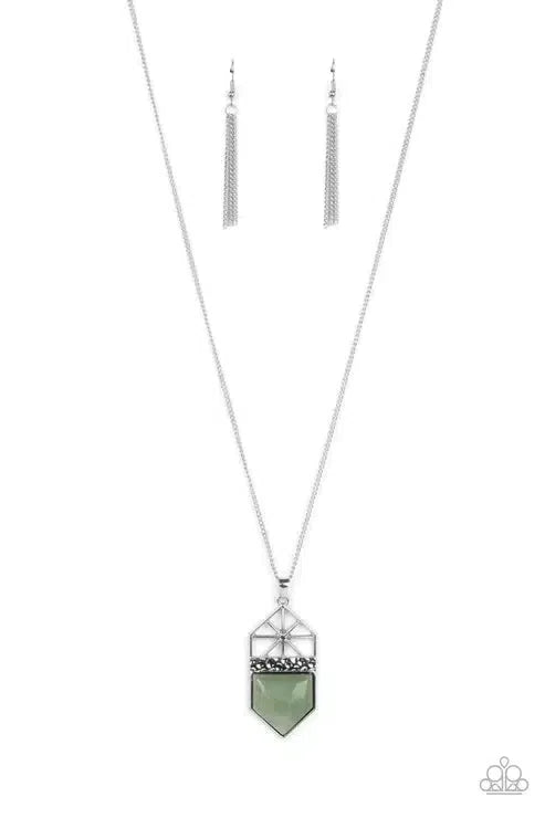 Trailblazing Talisman Green Necklace - Paparazzi Accessories- lightbox - CarasShop.com - Paparazzi Jewelry by Cara Jewels