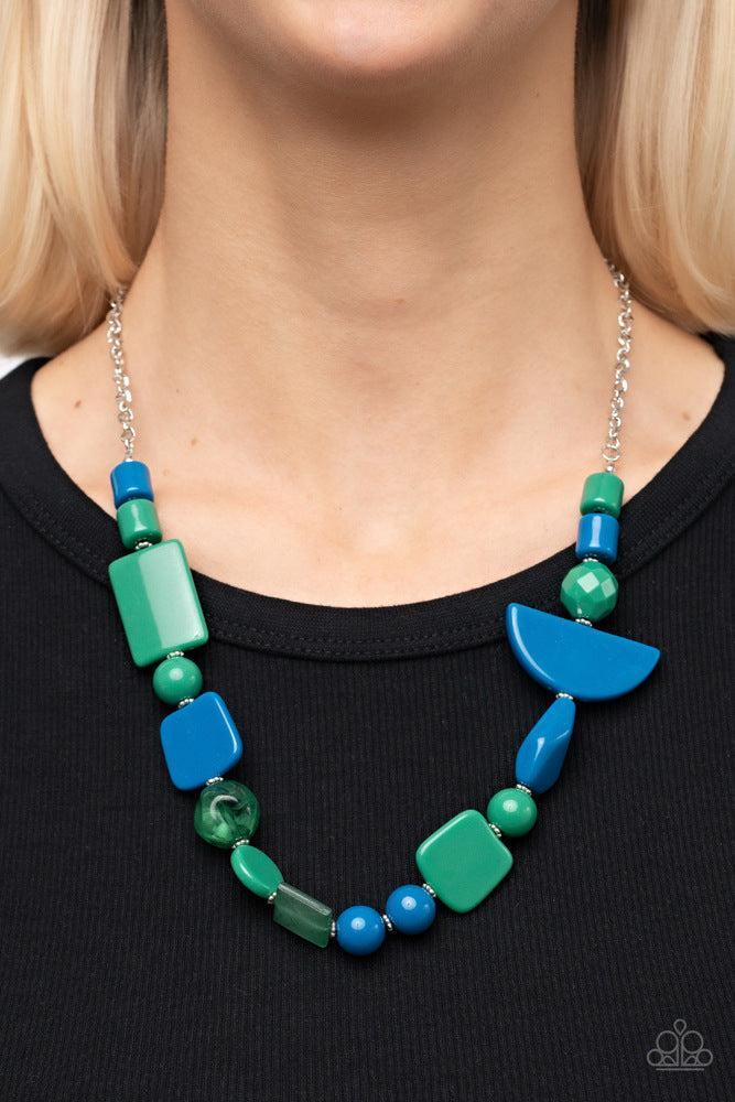 Tranquil Trendsetter Green Necklace - Paparazzi Accessories- on model - CarasShop.com - Paparazzi Jewelry by Cara Jewels