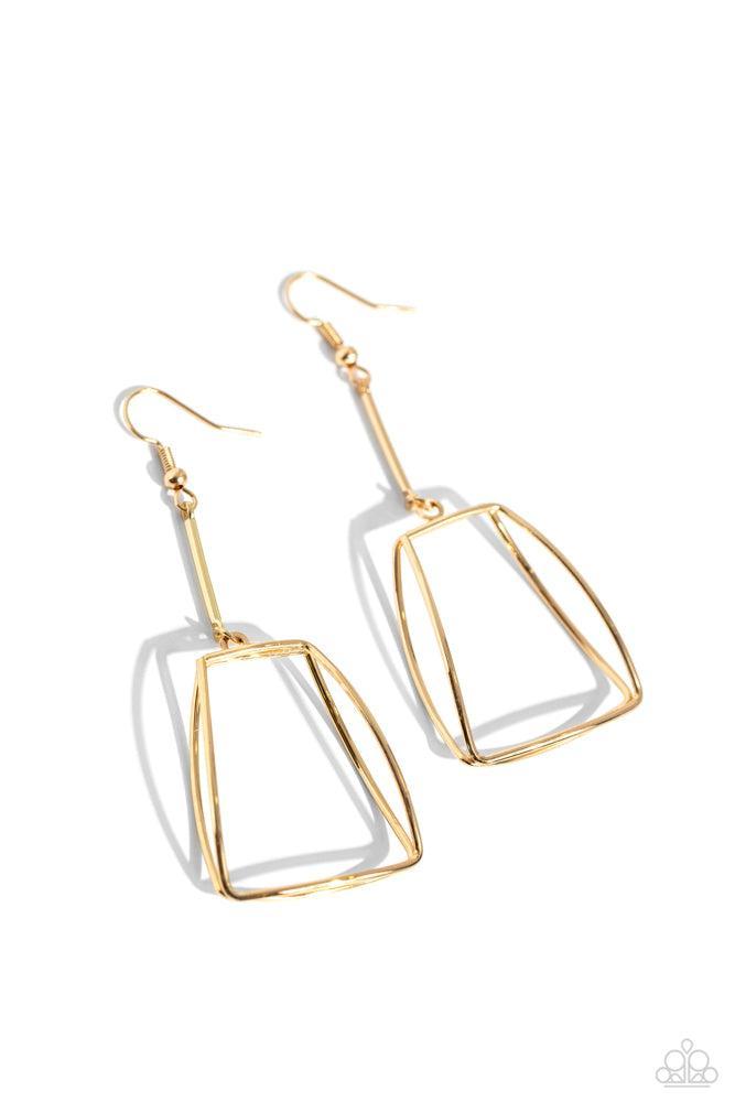 Trapezoidal Transcendence Gold Earrings - Paparazzi Accessories- lightbox - CarasShop.com - Paparazzi Jewelry by Cara Jewels