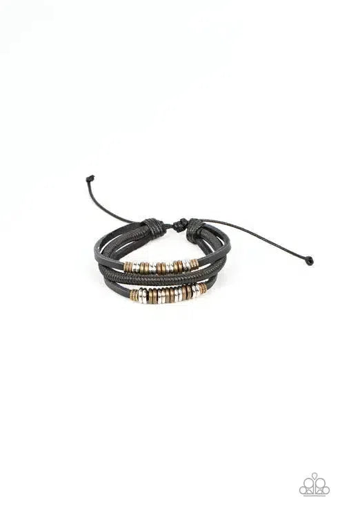 Treasure Tracker Black Bracelet - Paparazzi Accessories- lightbox - CarasShop.com - Paparazzi Jewelry by Cara Jewels