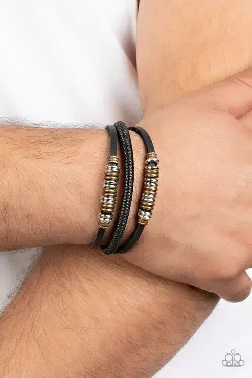 Treasure Tracker Black Bracelet - Paparazzi Accessories-on model - CarasShop.com - Paparazzi Jewelry by Cara Jewels