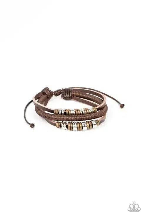 Treasure Tracker Brown Bracelet - Paparazzi Accessories- lightbox - CarasShop.com - Paparazzi Jewelry by Cara Jewels