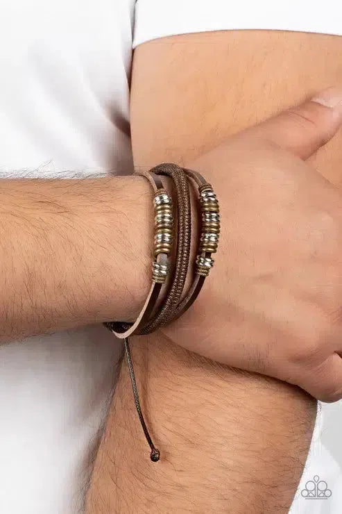 Treasure Tracker Brown Bracelet - Paparazzi Accessories-on model - CarasShop.com - Paparazzi Jewelry by Cara Jewels