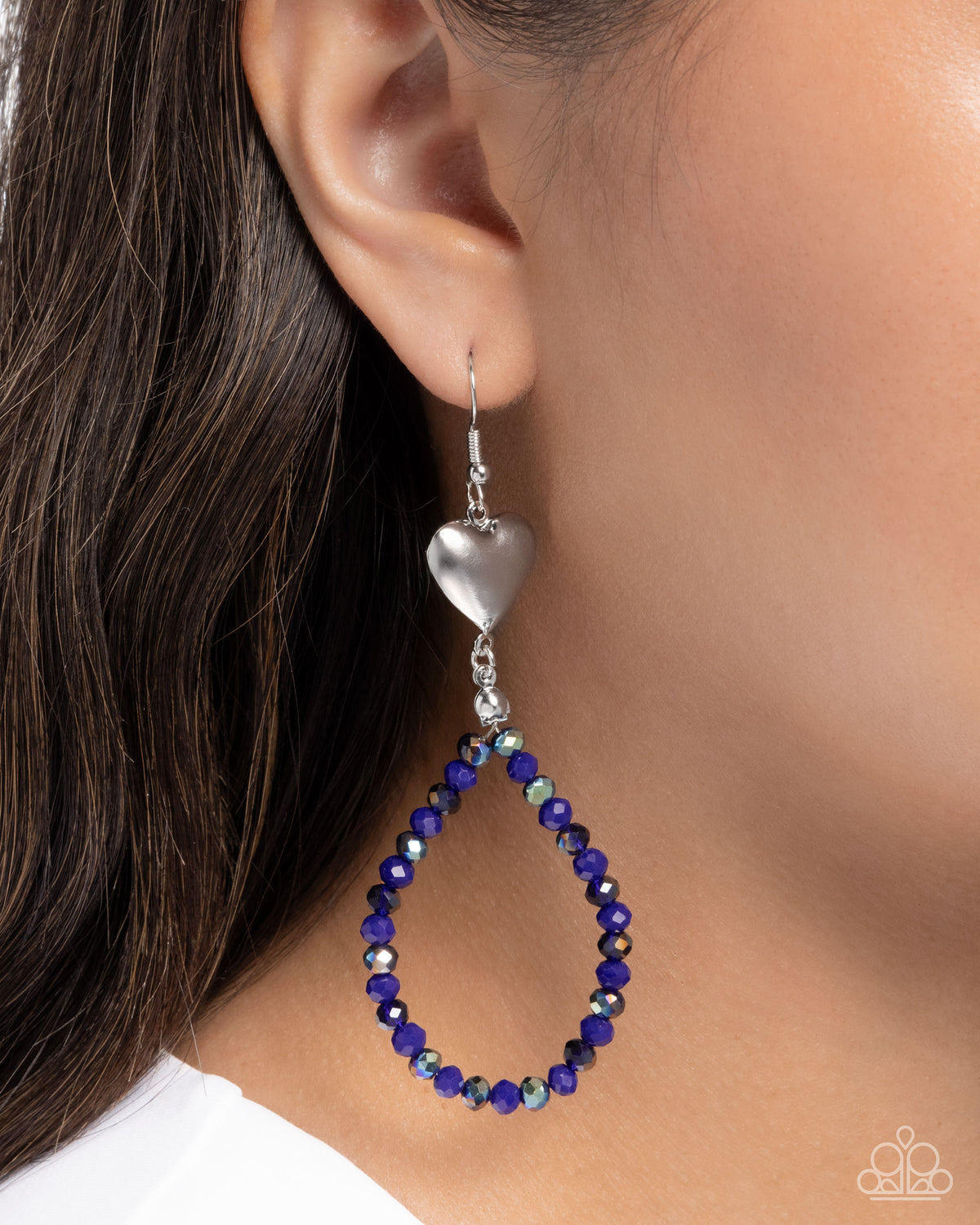 Treasured Teardrops Blue Earrings - Paparazzi Accessories-on model - CarasShop.com - Paparazzi Jewelry by Cara Jewels