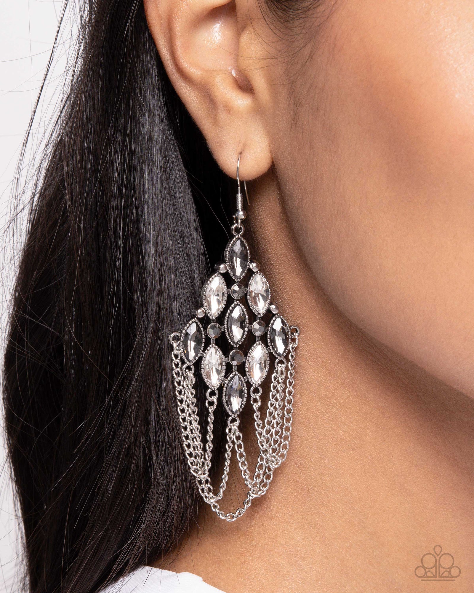 Trenchant Transformation Silver Earrings - Paparazzi Accessories- lightbox - CarasShop.com - Paparazzi Jewelry by Cara Jewels