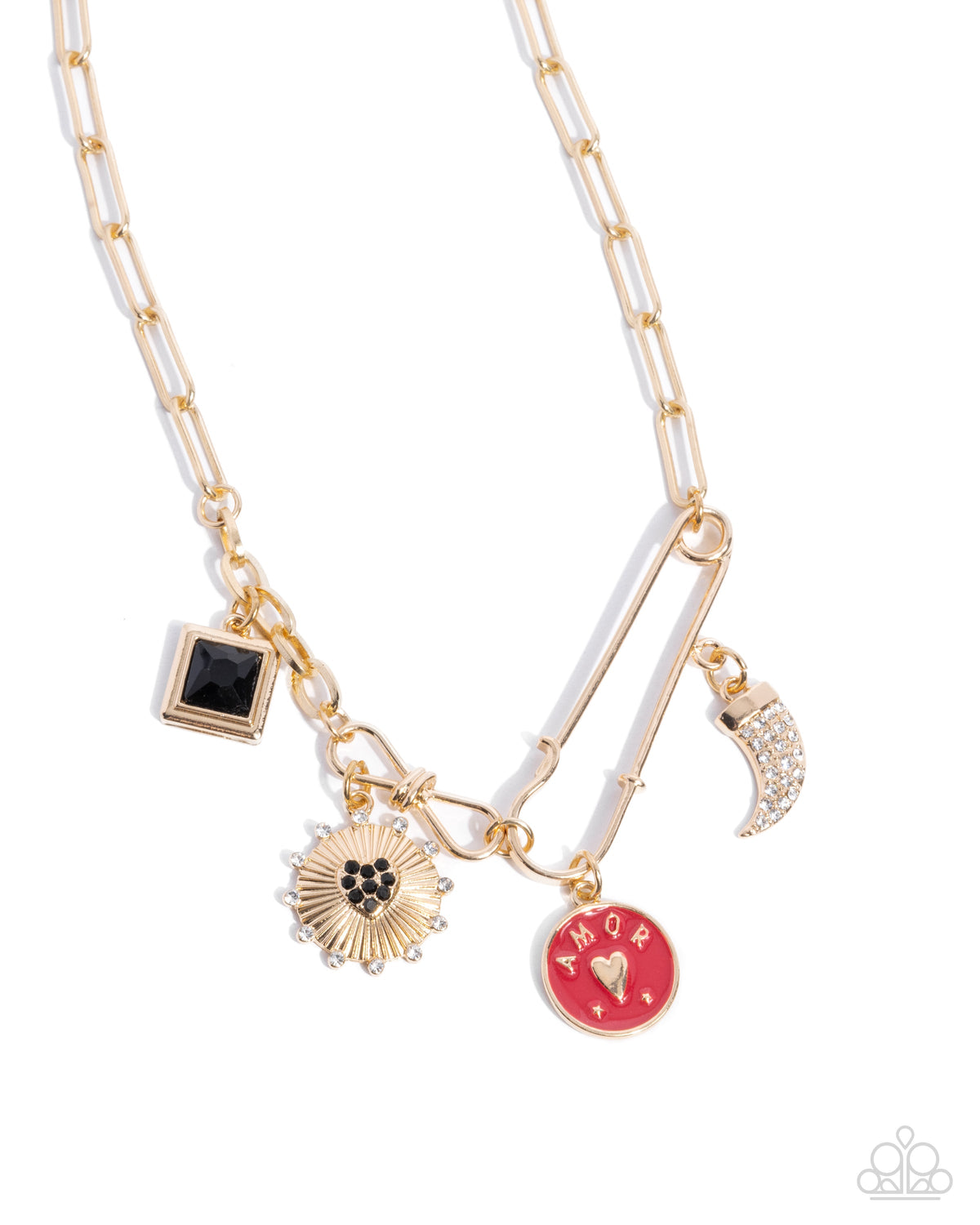 Trendy Trinket Gold Charm Necklace - Paparazzi Accessories- lightbox - CarasShop.com - Paparazzi Jewelry by Cara Jewels