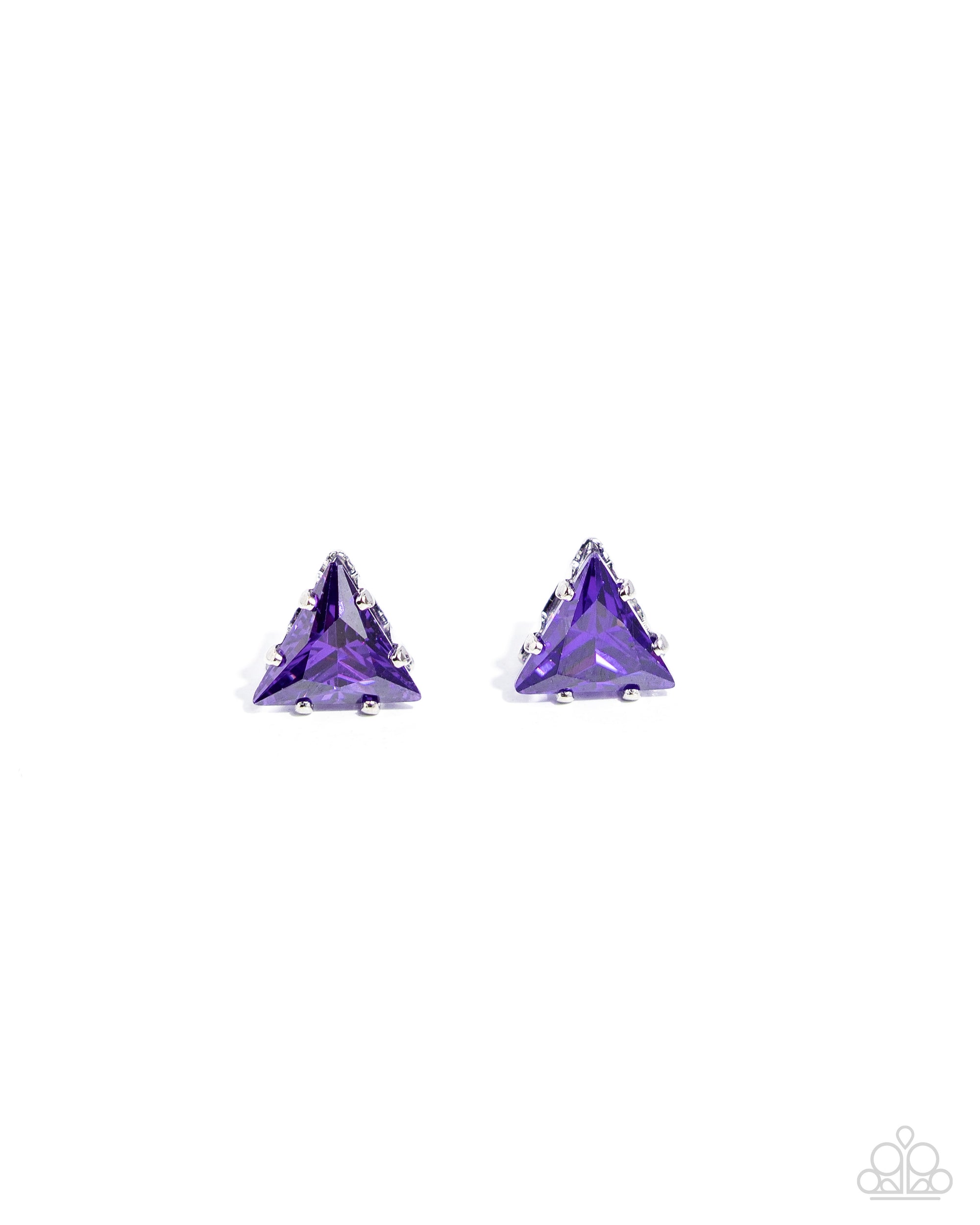 Triangular Twinkle Purple Rhinestone Earrings - Paparazzi Accessories- lightbox - CarasShop.com - Paparazzi Jewelry by Cara Jewels