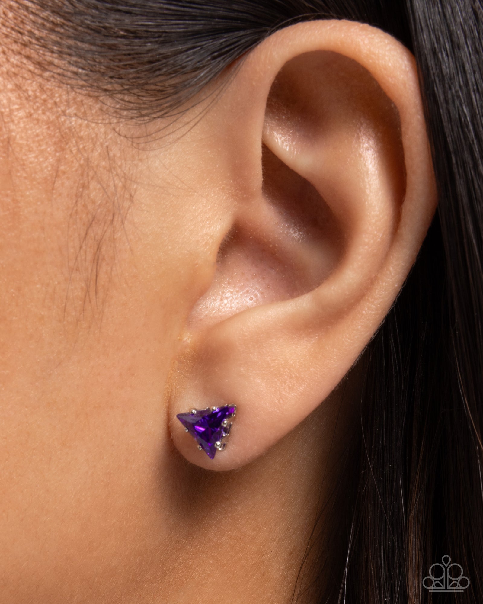 Triangular Twinkle Purple Rhinestone Earrings - Paparazzi Accessories- lightbox - CarasShop.com - Paparazzi Jewelry by Cara Jewels