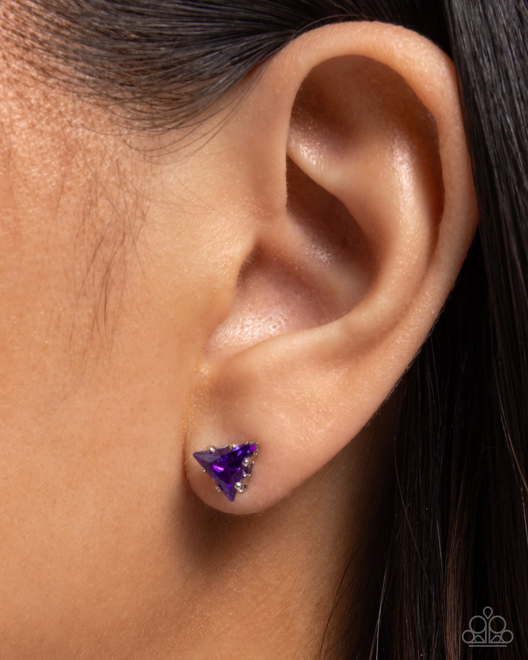 Triangular Twinkle Purple Rhinestone Earrings - Paparazzi Accessories- lightbox - CarasShop.com - Paparazzi Jewelry by Cara Jewels