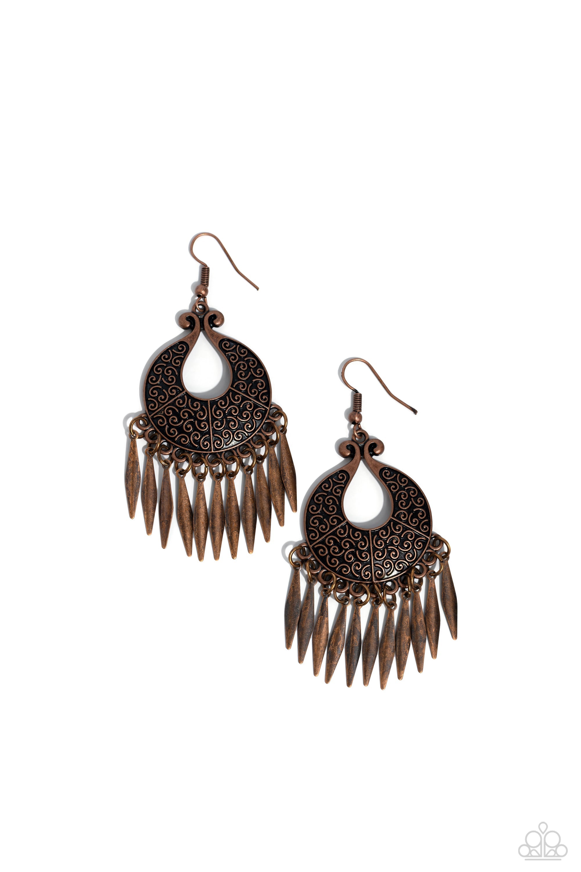 Tribal Charm Copper Earrings - Paparazzi Accessories- lightbox - CarasShop.com - Paparazzi Jewelry by Cara Jewels