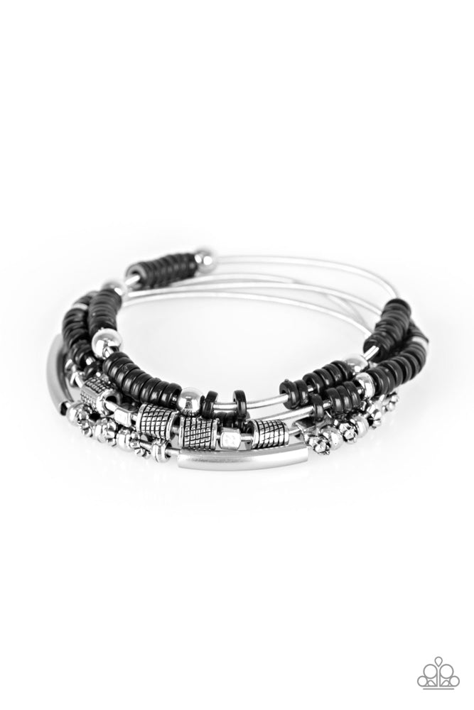 Tribal Spunk Black Bracelet - Paparazzi Accessories- lightbox - CarasShop.com - Paparazzi Jewelry by Cara Jewels