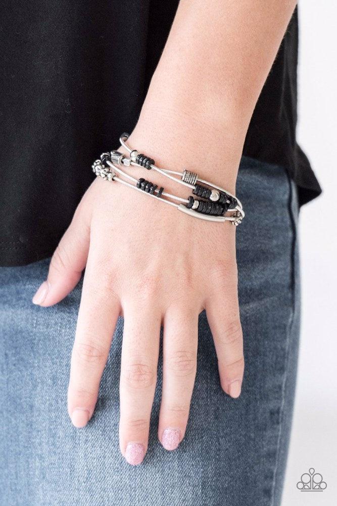 Tribal Spunk Black Bracelet - Paparazzi Accessories- on model - CarasShop.com - Paparazzi Jewelry by Cara Jewels