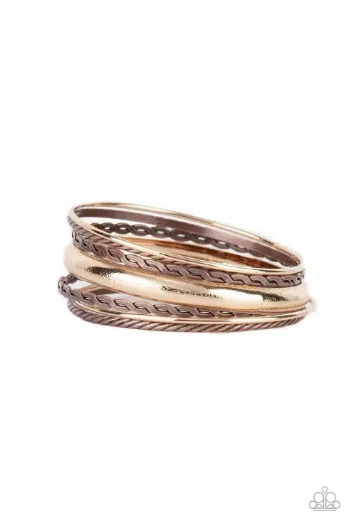 Trophy Texture Multi Bracelet - Paparazzi Accessories- lightbox - CarasShop.com - Paparazzi Jewelry by Cara Jewels