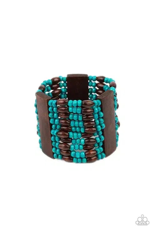 Tropical Takeover Blue Bracelet - Paparazzi Accessories- lightbox - CarasShop.com - Paparazzi Jewelry by Cara Jewels