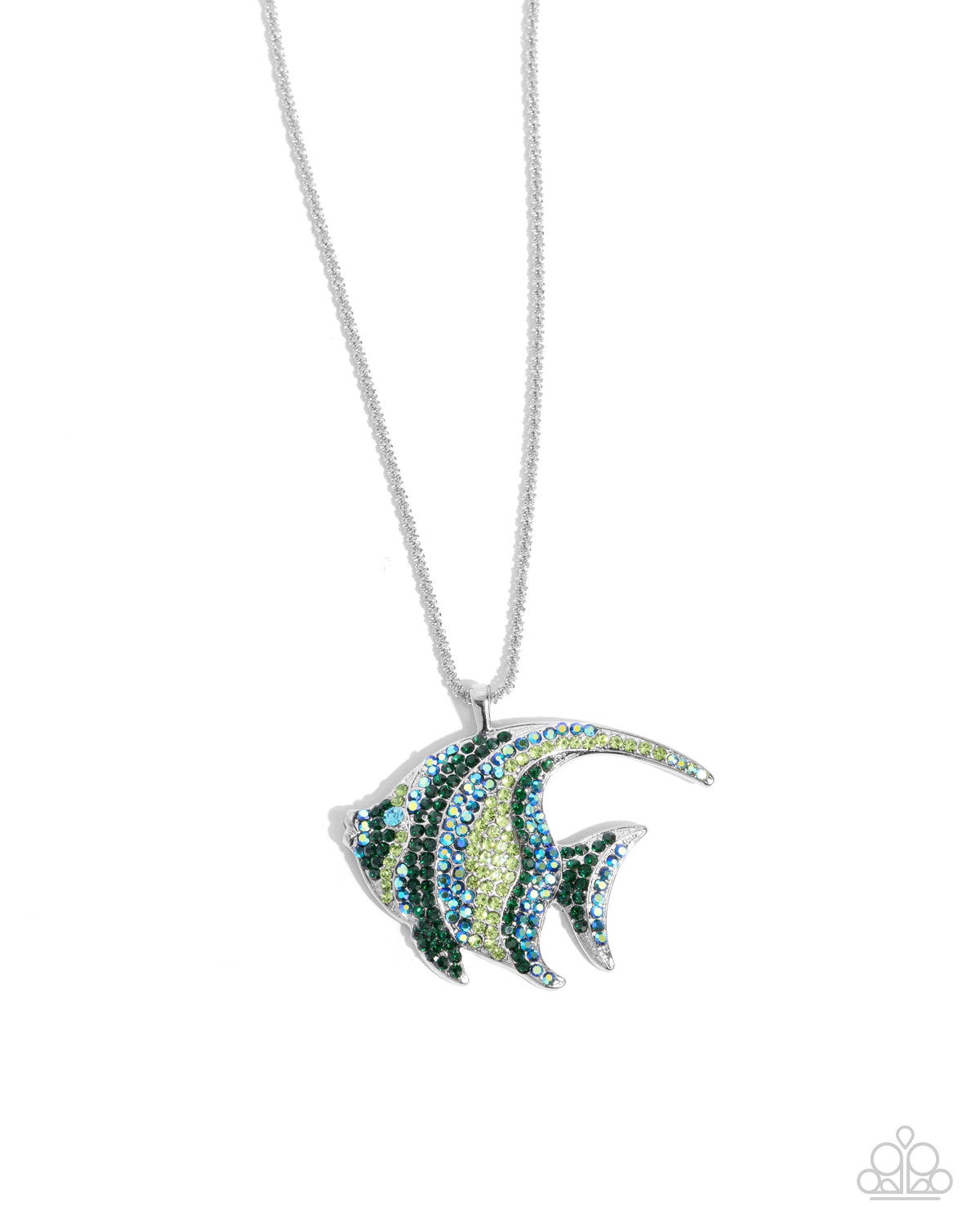 Tropical Talent Green & Blue Rhinestone Angelfish Necklace - Paparazzi Accessories- lightbox - CarasShop.com - Paparazzi Jewelry by Cara Jewels