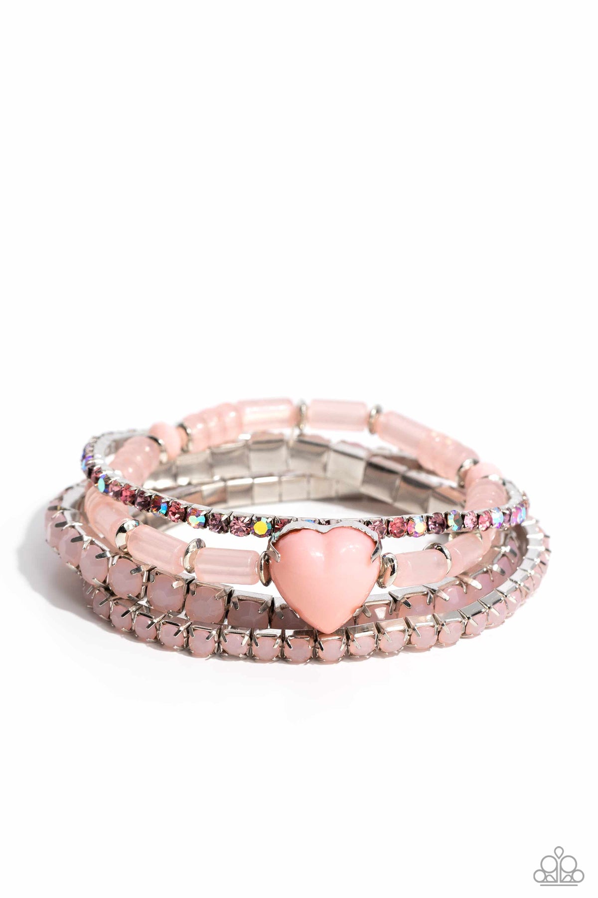 True Love's Theme Pink Heart Bracelet - Paparazzi Accessories- lightbox - CarasShop.com - Paparazzi Jewelry by Cara Jewels