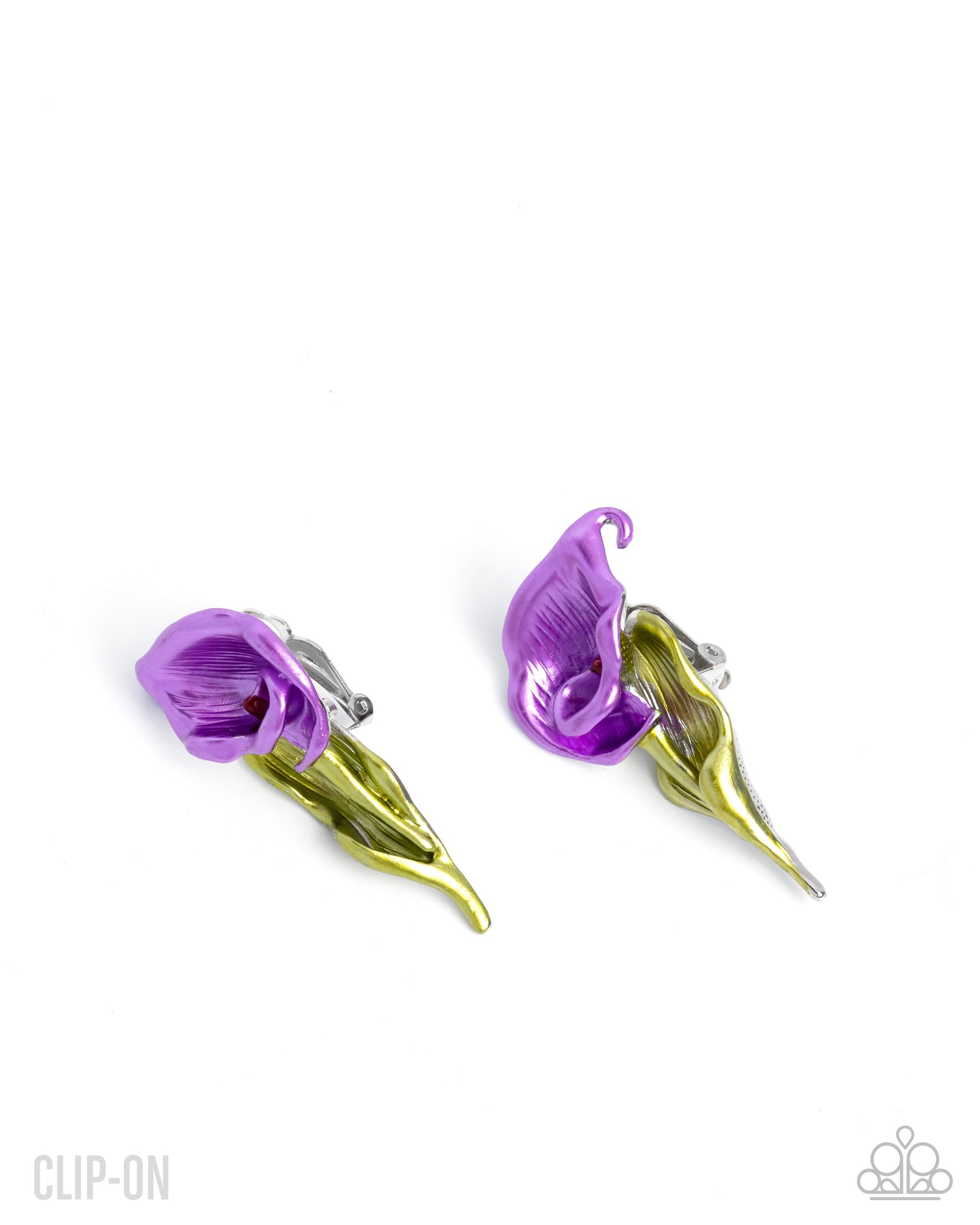 Tulip Tribute Purple Clip-on Earrings - Paparazzi Accessories- lightbox - CarasShop.com - Paparazzi Jewelry by Cara Jewels