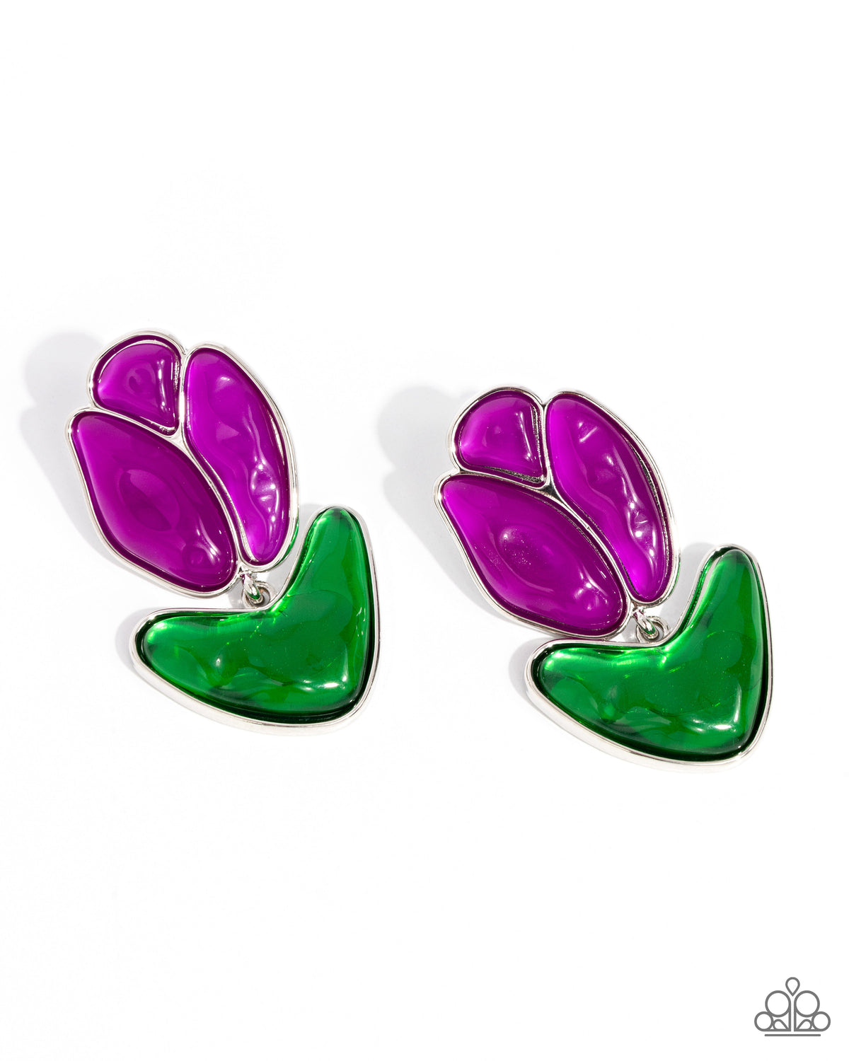 Tulip Triumph Purple Acrylic Earrings - Paparazzi Accessories- lightbox - CarasShop.com - Paparazzi Jewelry by Cara Jewels