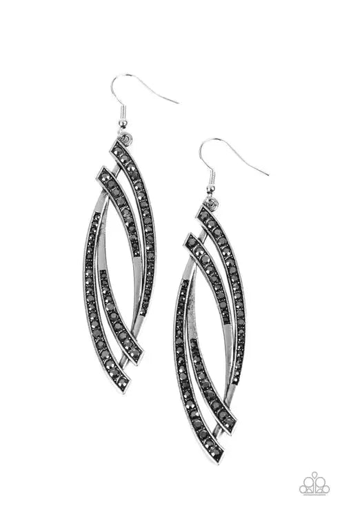 Twinkle for Two Silver Earrings - Paparazzi Accessories- lightbox - CarasShop.com - Paparazzi Jewelry by Cara Jewels