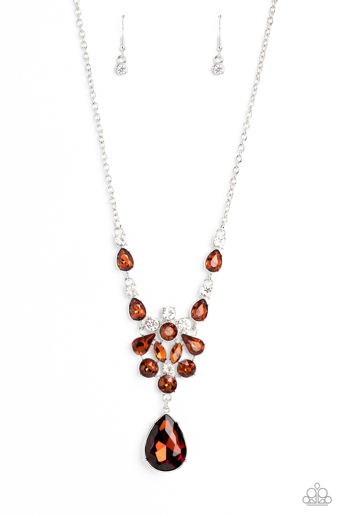 TWINKLE of an Eye Brown Rhinestone Necklace - Paparazzi Accessories- lightbox - CarasShop.com - Paparazzi Jewelry by Cara Jewels