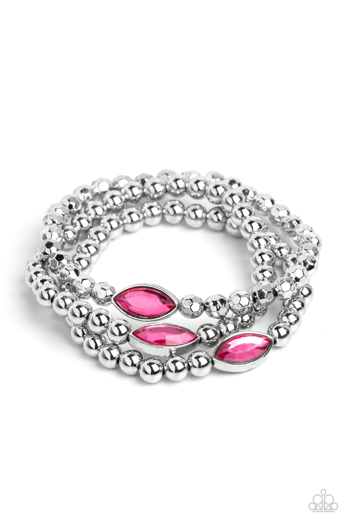 Twinkling Team Pink Bracelet - Paparazzi Accessories- lightbox - CarasShop.com - Paparazzi Jewelry by Cara Jewels