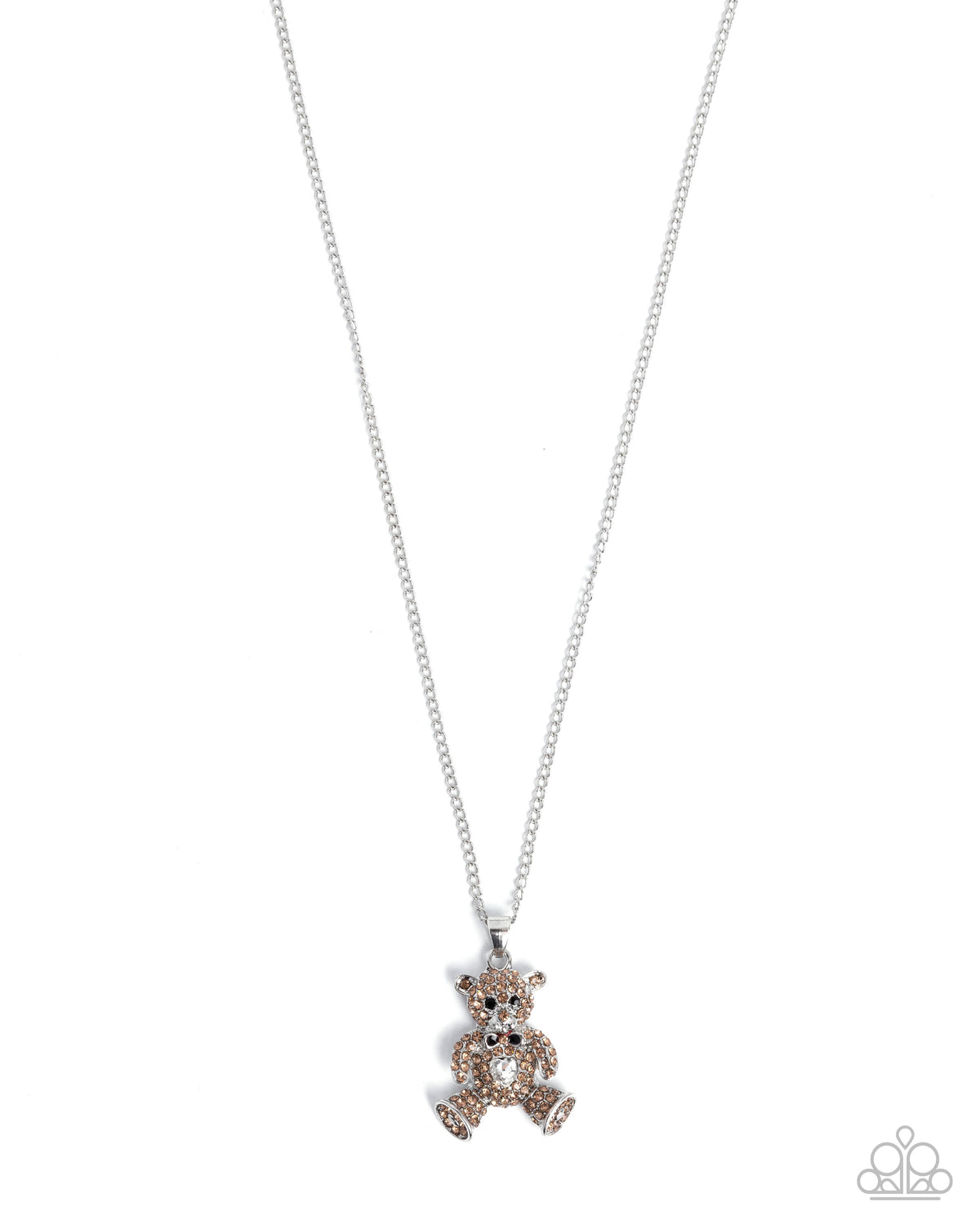 Twinkling Teddy Brown Rhinestone Necklace - Paparazzi Accessories- lightbox - CarasShop.com - Paparazzi Jewelry by Cara Jewels