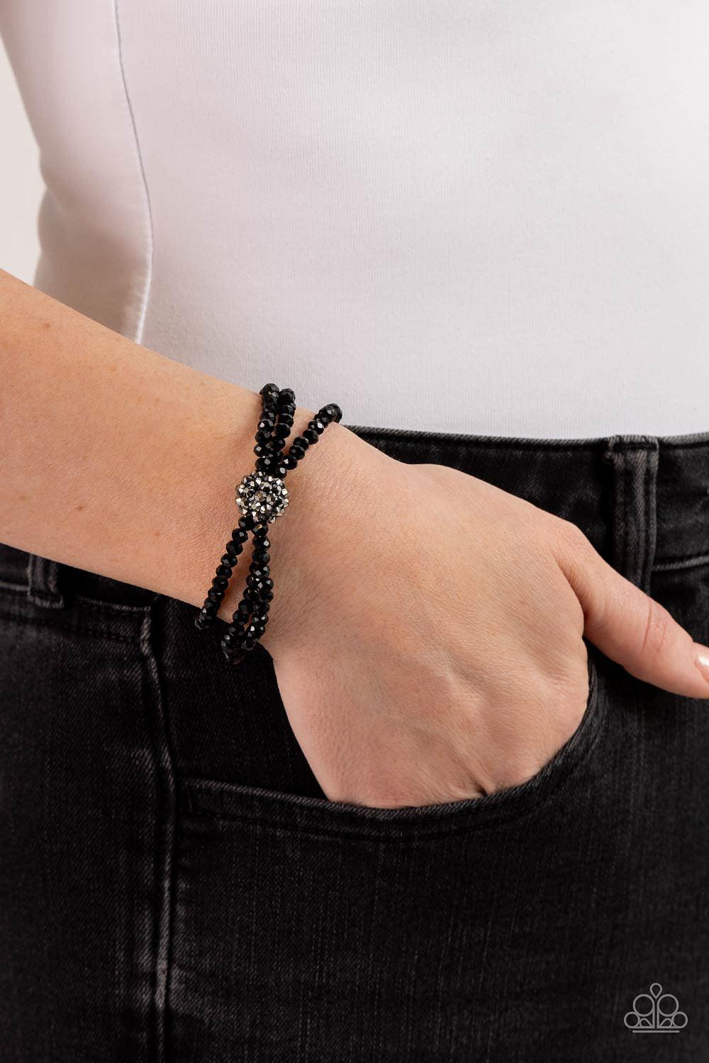 Twisted Theme Black Bracelet - Paparazzi Accessories- on model - CarasShop.com - Paparazzi Jewelry by Cara Jewels