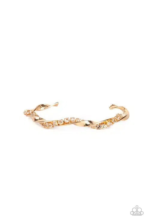 Twisted Twinkle Gold Bracelet - Paparazzi Accessories- lightbox - CarasShop.com - Paparazzi Jewelry by Cara Jewels