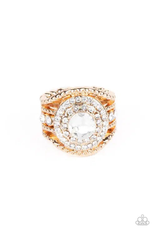Understated Drama Gold Ring - Paparazzi Accessories- lightbox - CarasShop.com - Paparazzi Jewelry by Cara Jewels
