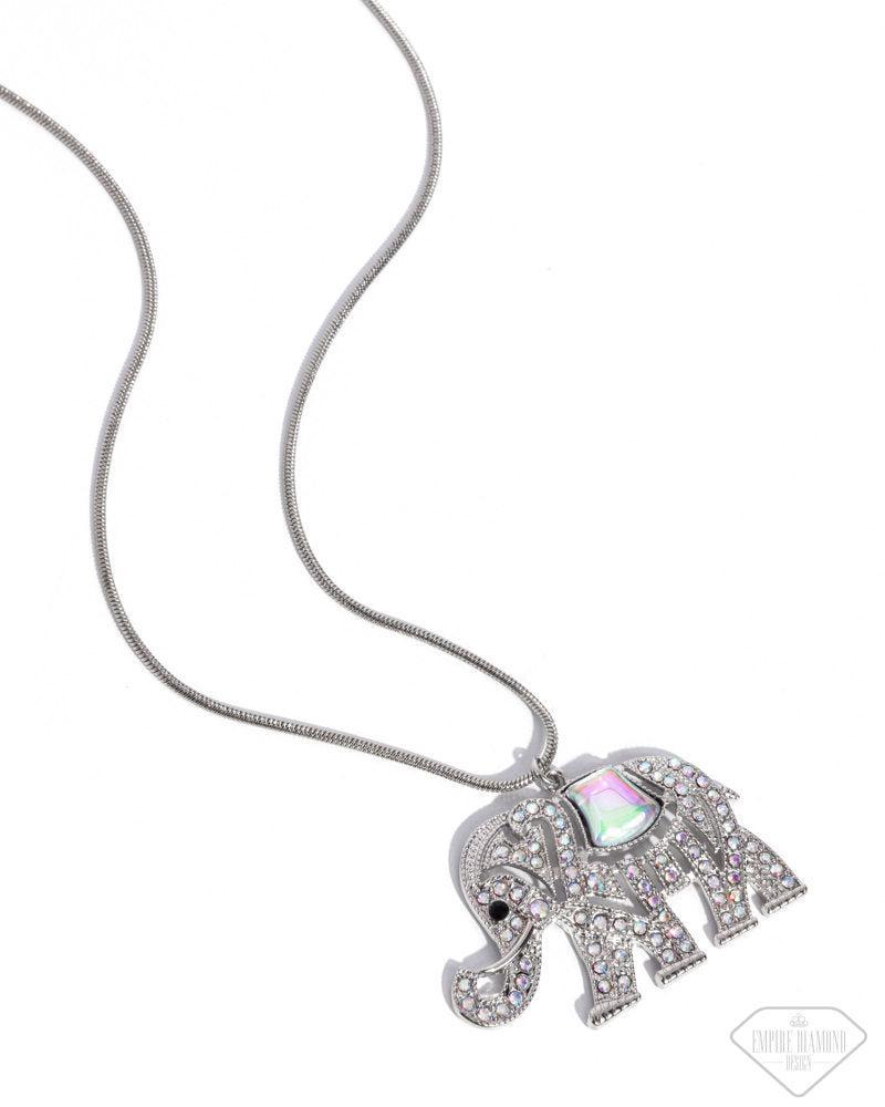 Unforgettable Shimmer Multi Rhinestone Elephant Necklace - Paparazzi Accessories- lightbox - CarasShop.com - Paparazzi Jewelry by Cara Jewels