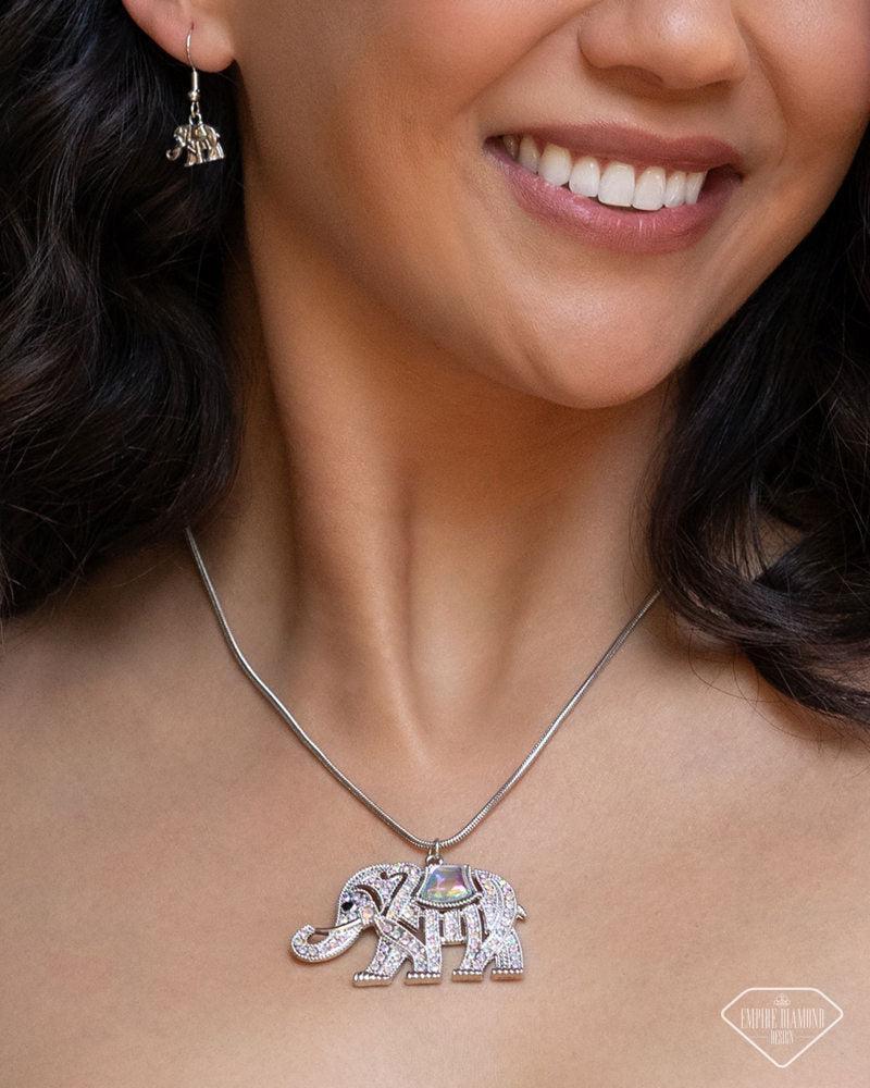 Unforgettable Shimmer Multi Rhinestone Elephant Necklace - Paparazzi Accessories- on model - CarasShop.com - Paparazzi Jewelry by Cara Jewels