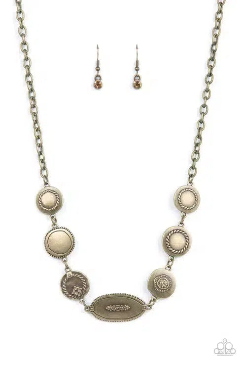 Uniquely Unconventional Brass Necklace - Paparazzi Accessories- lightbox - CarasShop.com - Paparazzi Jewelry by Cara Jewels