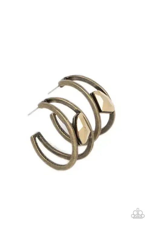 Unrefined Reverie Brass Earrings - Paparazzi Accessories- lightbox - CarasShop.com - Paparazzi Jewelry by Cara Jewels